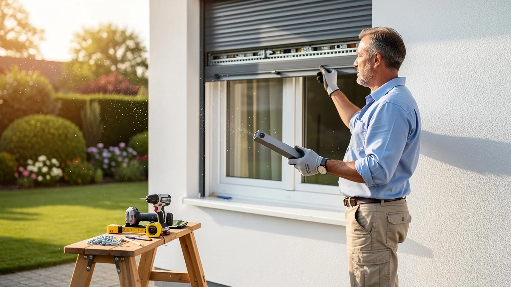 Homme installant un volet roulant moderne sur une fenêtre, étape clé pour réussir l'installation