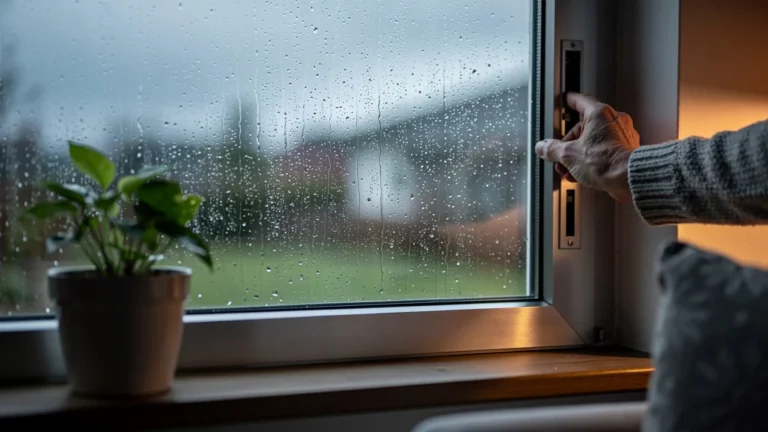 Condensation sur double vitrage illustrant l'importance de ventiler autrement chez soi