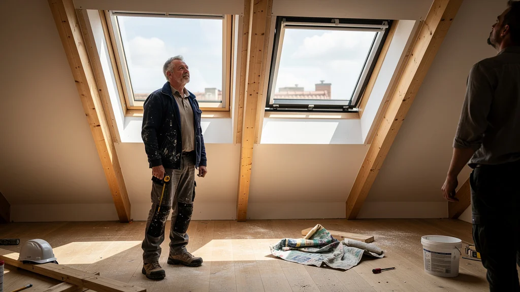Comparatif Velux GGL et Fakro après chantier dans une pièce sous toiture rénovée
