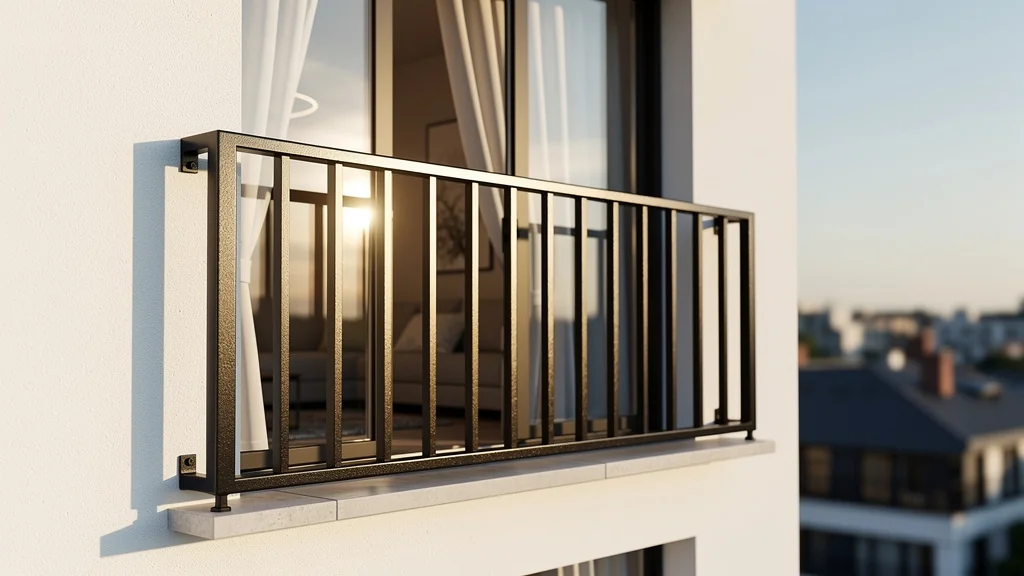 Garde corps pour fenêtre moderne en métal noir, installation sécurisée et design élégant sur façade d’appartement
